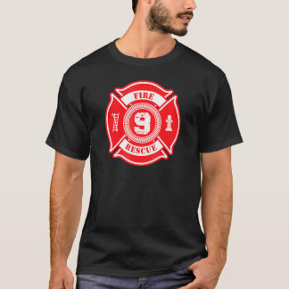 Camiseta 9.º Aniversário do Bombeiro Rapaz Nove Anos