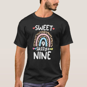 Camiseta 9.º aniversário do Rainbow Leopard Sweet Sassy & N