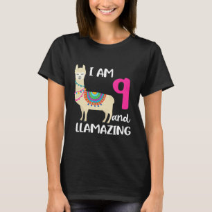 Camiseta 9.º Aniversário Llama Im 9 Anos de Idade e Luz