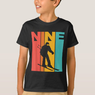 Camiseta 9.º Aniversário Retro Esqui 9 Anos Meninos Anivers