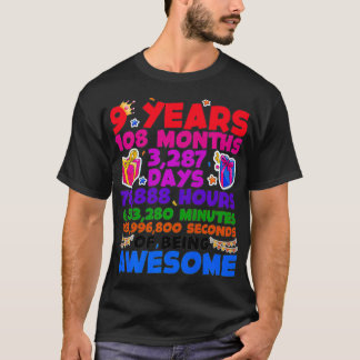 Camiseta 9.º presente de aniversário para raparigas com 9 a