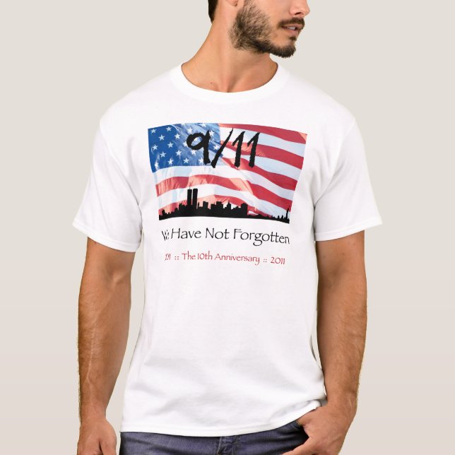 Camiseta 9/11 10º Aniversário do WTC e da bandeira (Frente)