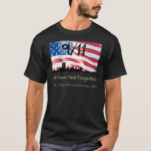 Camiseta 9/11 10º Aniversário do WTC e da bandeira