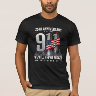 Camiseta 9/11 25º Aniversário Nunca Esqueça 2001-2026