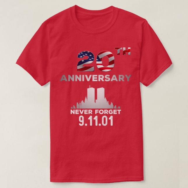 Camiseta 9 11 Aniversário da 20 Nunca Esquecer 9 (Frente do Design)