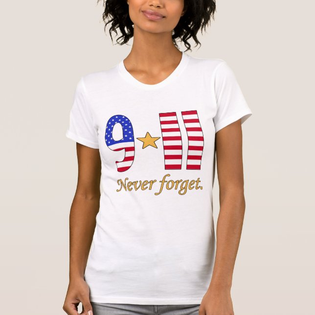 Camiseta 9-11 nunca esqueça produtos (Frente)