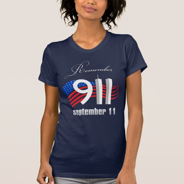 Camiseta 9/11 recorde o 11 de setembro - Tshirt dos azuis (Frente)