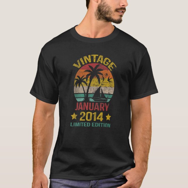 Camiseta 9 anos Antigo janeiro de 2014 9 aniversário (Frente)