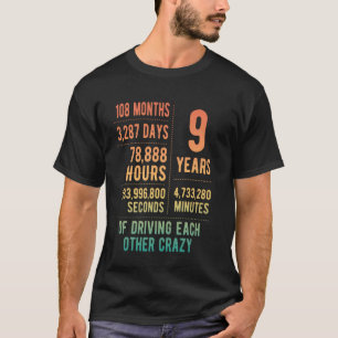 Camiseta 9 Anos Casados Engraçado 9º Aniversário de Casamen