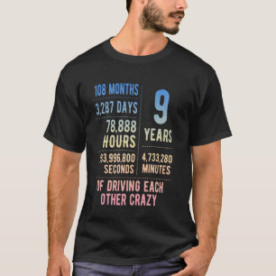 Camiseta 9 Anos Casados Engraçado 9º Aniversário de Casamen