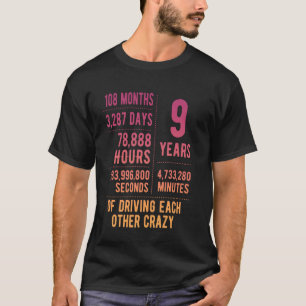 Camiseta 9 Anos Casados Engraçado 9.º Aniversário de Casame