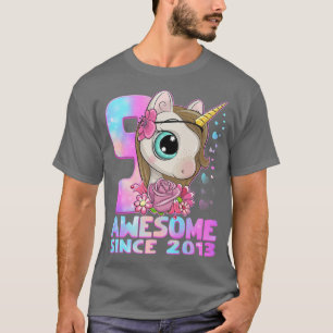 Camiseta 9 Anos Cute Unicorn Incrível Desde 2013