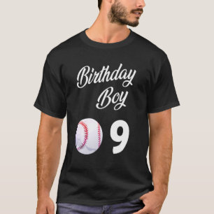 Camiseta 9 anos Meninos com Festa de aniversário de Basebal