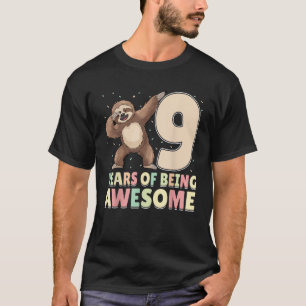Camiseta 9 Anos Sendo Incrível Sloth Dabbing 9º Aniversário