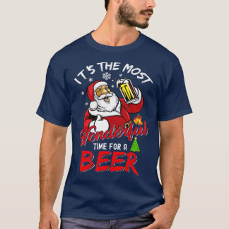 Camiseta 9 Feliz Natal Engraçado Bebendo Santa Claus Cervej