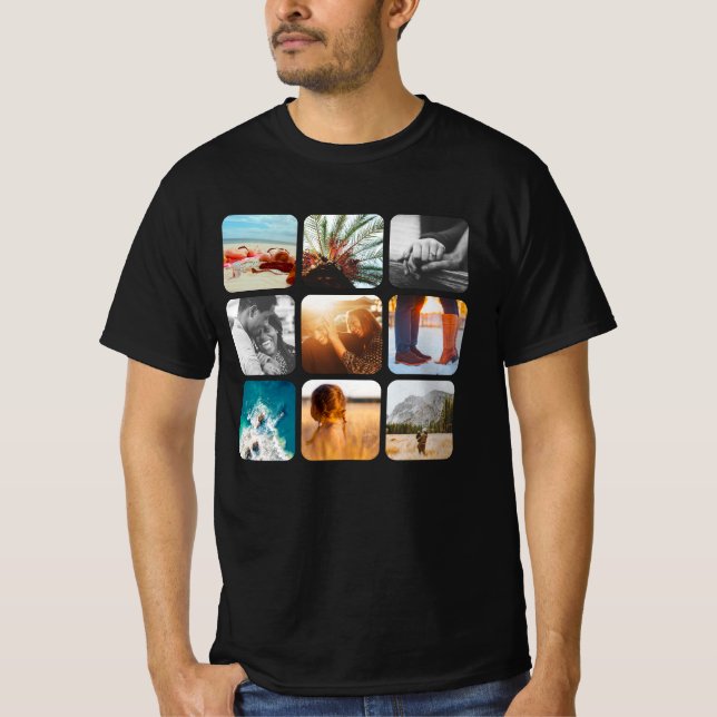 Camiseta 9 Foto Modelo Quadrado Grade Arredondada Frame T-S (Frente)
