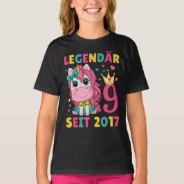 Camiseta 9. Geburtstag Mädchen Einhorn Legendär Seit 2017