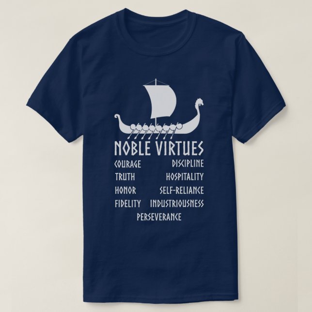 Camiseta 9 Noble Virtude Norse Mythology Nove Viking Virtud (Frente do Design)