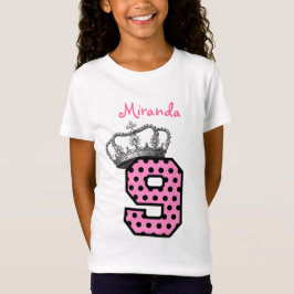 Camiseta 9.o aniversário Princesa Coroa e Corações V04