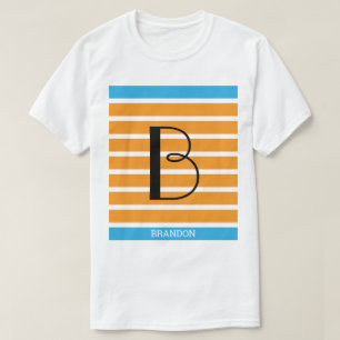 Camiseta 9 Stripes - Monograma Azul Laranja Personalizado