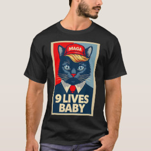 Camiseta 9 Vidas Por Cute Trump Cat Engraçado Trump 2024 Pr