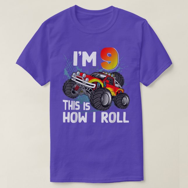 Camiseta 9 Year Old Monster Truck 9th Birthday Boy Monster  (Frente do Design)