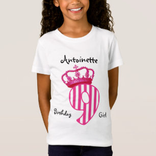 Camiseta 9o Coroa da princesa COR-DE-ROSA do aniversário e