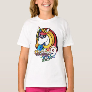 Camiseta 9o T-shirt do unicórnio do aniversário para