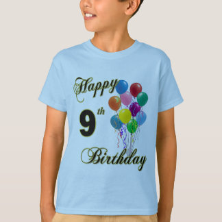 Camiseta 9os presentes de aniversário e roupa felizes do