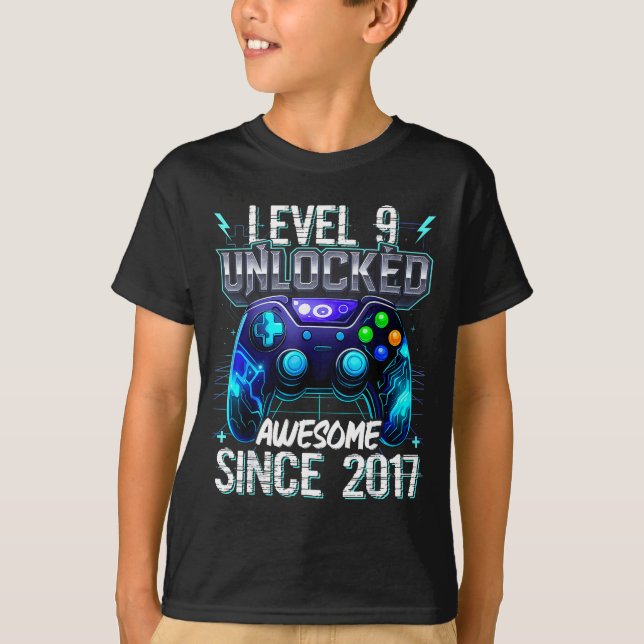Camiseta 9th Birthday Boy Level 9 Gamer 9 Year Video Game P (Frente)