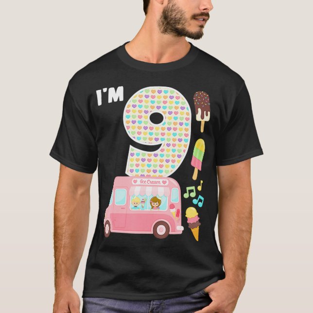 Camiseta 9th Birthday Crew Ice Cream Truck Im 9 Bday Ice Cr (Frente)