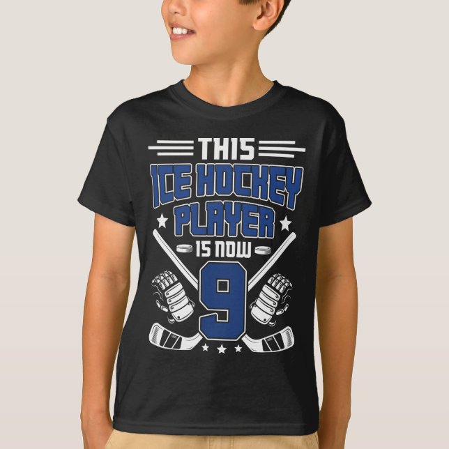 Camiseta 9th Birthday Ice Hockey Boy Nine Year Old Ice Hock (Frente)