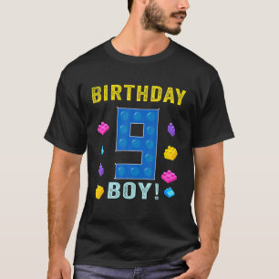 Camiseta 9Th Birthday Nine 9 Years Old Block Building Boys