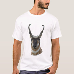 Camiseta A19 Cabeça de antílope-pronghorn macho de face esc