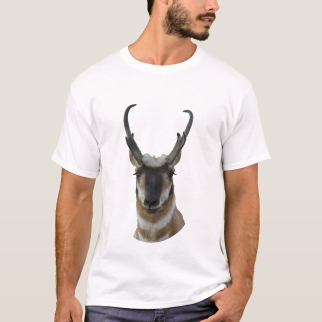 Camiseta A19 Cabeça de antílope-pronghorn macho de face esc (Frente)