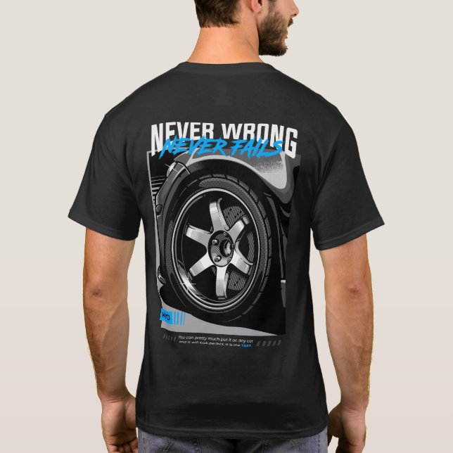 Camiseta  A37 Ilustração de Extração Automotiva Nunca Errad (Verso)