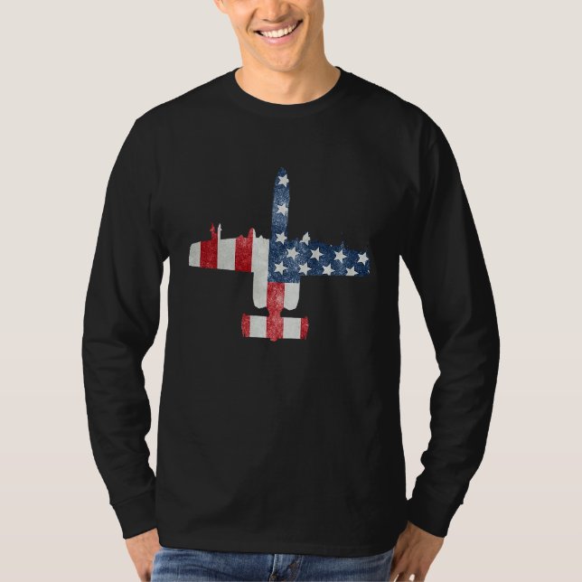 Camiseta A 10 Thunderbolt II Warthog American Flag Military (Frente)