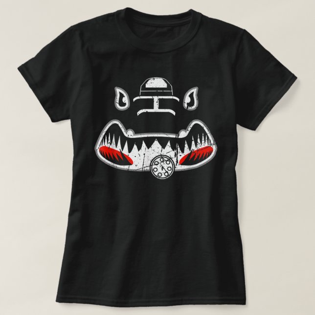 Camiseta A-10 Thunderbolt II Warthog Nose Art Shark Mouth V (Frente do Design)