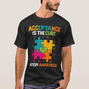 Camiseta A Aceitação É A Consciência Do Autismo Cura