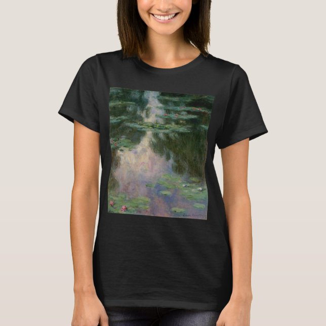Camiseta A ÁGUA ESTÁ EM PINK VERDE POND, por Claude Monet (Frente)