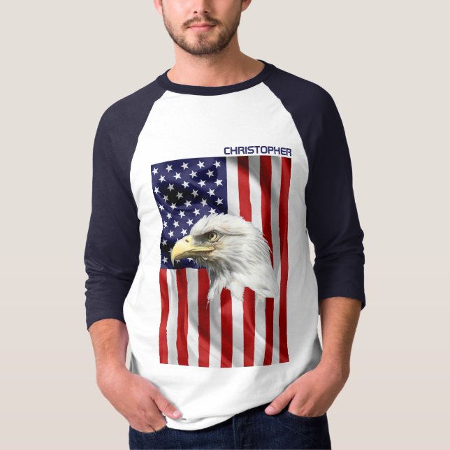 Camiseta A águia americana clássica, a bandeira dos EUA, Pa (Frente)