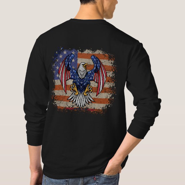 Camiseta "A águia americana masculina, bandeja de palha lon (Verso)