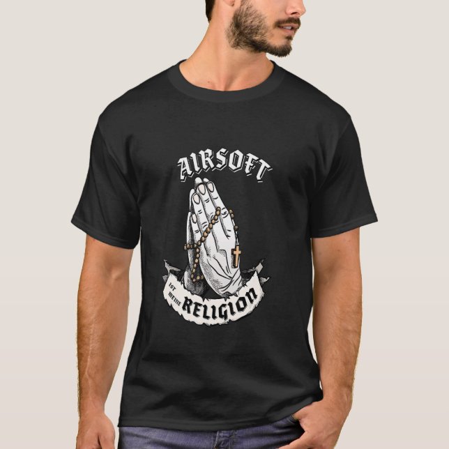 Camiseta A Airsoft é a minha religião, um presente de aerób (Frente)