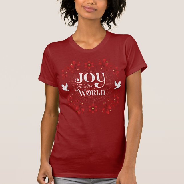 Camiseta A alegria das mulheres ao vermelho do Natal do (Frente)
