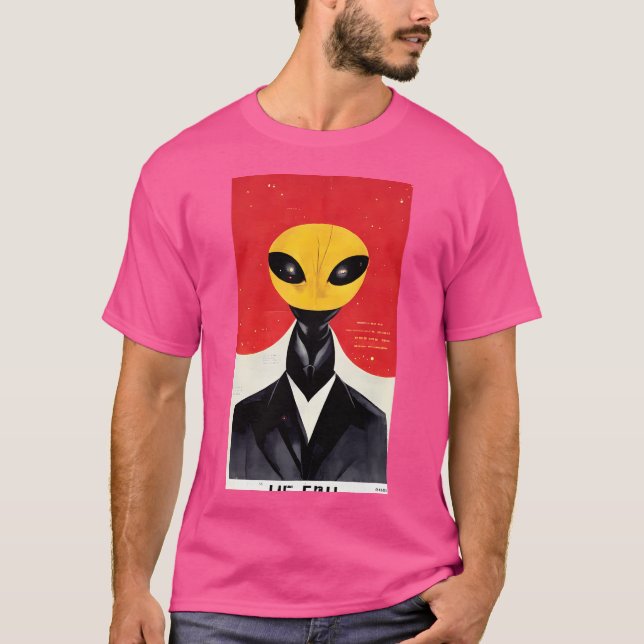 Camiseta A Alienígena Amarela Longa Do Pescoço. (Frente)