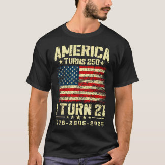 Camiseta A América Faz 250 Anos Eu Faço 21 Aniversário de 2