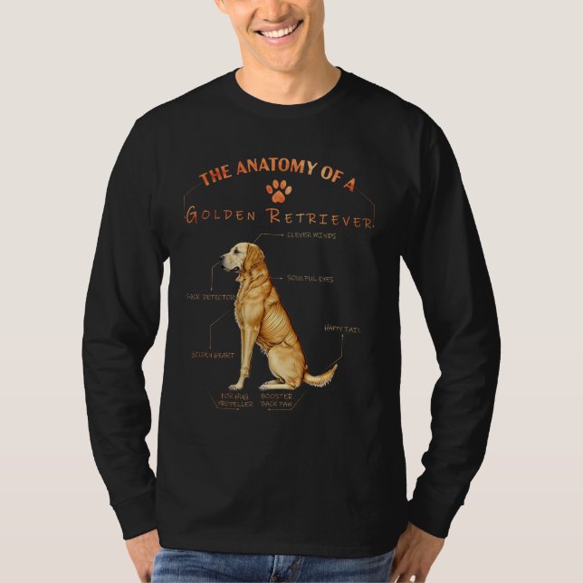 Camiseta A Anatomia de um CÃO RECUPERADOR OURO - melhor pre (Frente)