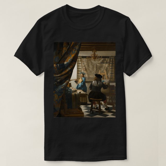 Camiseta A Arte da Pintura 1668 Johannes Vermeer (Frente do Design)