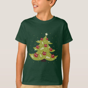 Camiseta A árvore de Natal do gato com peixes Ornaments