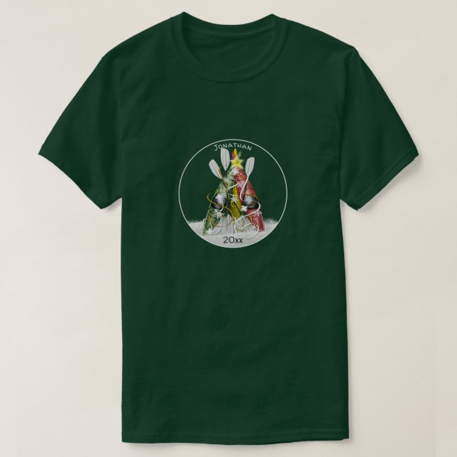 Camiseta A Árvore de Natal Kayak personalizou o caiaque (Frente do Design)